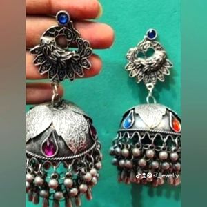 Oxidised Black Polish Medium Size Jhumka Earrings